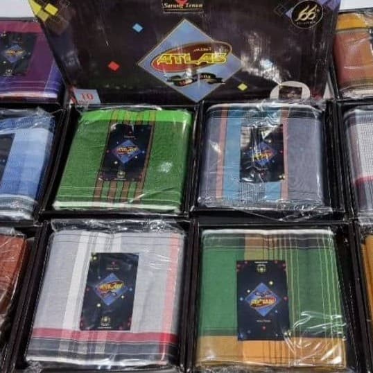 KAIN SARUNG PELIKAT ATLAS MULTIWARNA PEMBORONG & PERUNCIT
