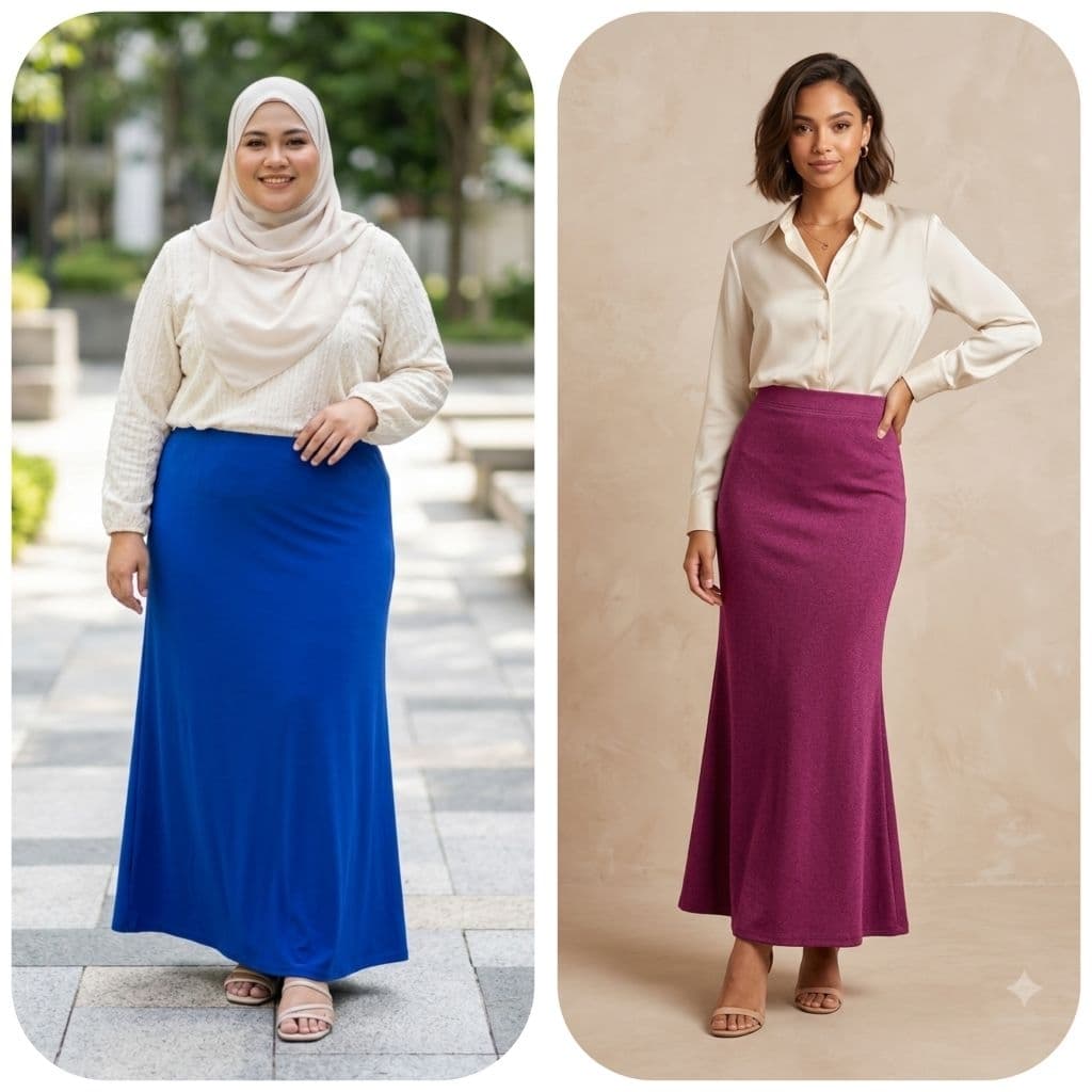 Skirt Labuh Eksklusif Kain Tebal Sejuk Saiz M-5xl — Batik dari Butik Saifuddin Eksklusif