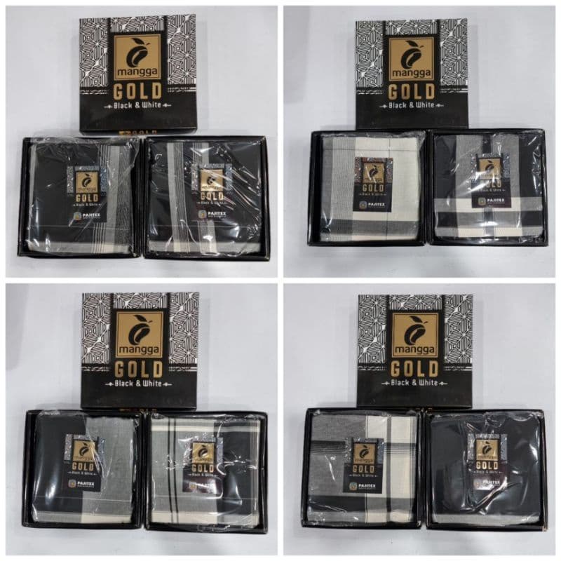 Pelikat Atlas Hitam Putih/black & White — Kain Pelikat dari Butik Saifuddin Eksklusif